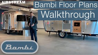 Airstream Bambi Floor Plans Walkthrough and Comparison 16RB 19CB 20FB 22FB [upl. by Obelia499]