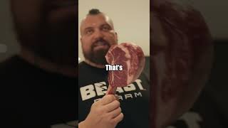 Eddie Hall Cooks MASSIVE Steak for Lunch [upl. by Aeirdna]