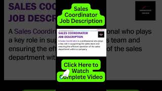 Sales Coordinator Job Description  Sales Coordinator Responsibilities and Duties [upl. by Shimkus]