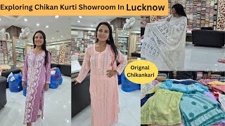 Chikan Kurti  Exploring Chikan Kurti Showroom  Pure Chikankari Kurti  SimplyShilpi [upl. by Ralaigh]