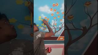 Sky and flower painting art sky painting flowers design youtubeshorts [upl. by Durman822]