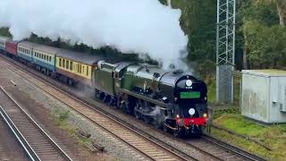 35028 CLAN LINE WITH THE 1Z28 DOWN ACE ROARS UNDER CURZON BRIDGE HEADING WEST ON SAT 12TH OCT 2024 [upl. by Ilonka819]