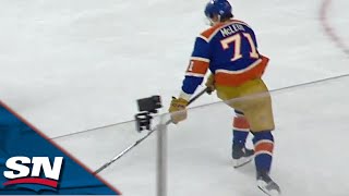 Oilers Ryan McLeod Makes Slick BetweenTheLegs Move Scores Opening Goal vs Flames [upl. by Aehsat]