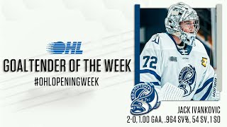 Steelheads Jack Ivankovic named OHL Goaltender of the Week [upl. by Nnayt]