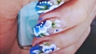 One Stroke Painting Spring Prom Nail Tutorial [upl. by Tem636]