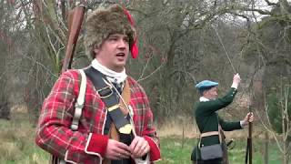 Alan Brecks Regiment 1745 reenactment group skirmish at Castle Fraser in Scotland April 2019 [upl. by Sinaj915]