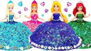 DIY Making Play Doh Sparkle Dresses for Disney Princesses [upl. by Namwen205]