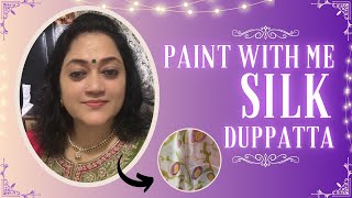 Lets Paint Silk Duppatta Together No steaming hand painted dupatta hand painted dupatta tutorial [upl. by Ecirtemed]