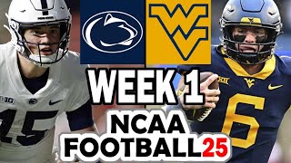 Penn State at West Virginia  Week 1 Simulation 2024 Rosters for NCAA 14 [upl. by Dnaltiak568]