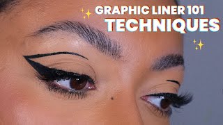 GRAPHIC LINER TECHNIQUES SUPER EASY  TIPS FOR HOODED EYELIDS EYELINER TRANSFERRING AND MORE [upl. by Paapanen]