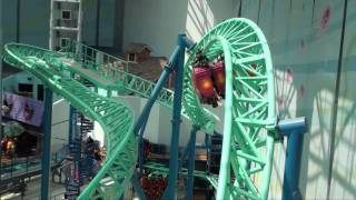 Spongebob Squarepants Rock Bottom Plunge Roller Coaster POV Nickelodeon Universe [upl. by Dnomsad]