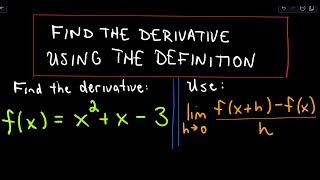 Find the Derivative of fx  x2  x  3 Using the Definition [upl. by Acherman886]