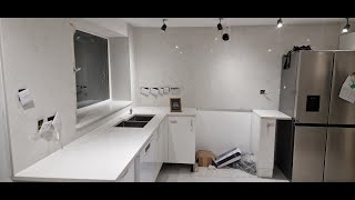 Carrara Jade Quartz Classic Quartz Stone Kitchen Worktops Replacement Services In Luton London [upl. by Anircam]