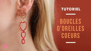 TUTORIEL  Boucles doreilles Miyuki coeurs en Brick Stitch [upl. by Leeke]