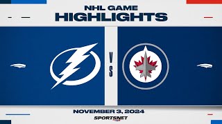 NHL Highlights  Lightning vs Jets  November 3 2024 [upl. by Inama]