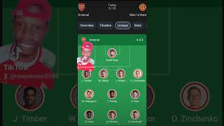 Arsenal vs Man United Starting Line up [upl. by Attah]