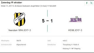 Voetbalwedstrijd 19102024 Veendam1894 JO1703 tegen HS88 JO1703 [upl. by Orwin184]