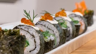 Luksussushi med kamskjell og laks [upl. by Arimat685]