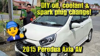 DIY coolant engine oil amp spark plug change 2015 Perodua Axia AV [upl. by Schiff]