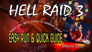 HELL RAID 3 INFERNO CHIEF EASY RUN QUICK GUIDE FT EMSSSCHESZYY OF INAZUMA CLAN [upl. by Dirfliw]