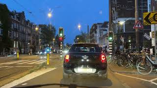 Amsterdam at night dashcam From Surinameplein up the Overtoom toward Leidseplein in my Fiat Panda [upl. by Enaoj403]