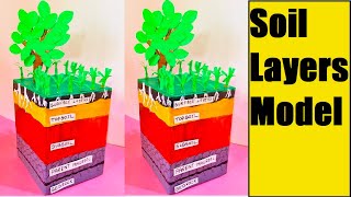 soil layers model making science project  soil profile best out of waste  howtofunda  still [upl. by Dante]