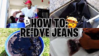 HOW TO REDYE FADED BLACK JEANS TUTORIAL [upl. by Marion]