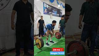 Deadlift 235 KG 🏋️‍♂️ No1 Conventional Lift Weight 74 KGshorts powerlifting bodybuilding workout [upl. by Hayimas]