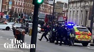 Streatham police arrive on the scene after man shot by armed officers in terror incident [upl. by Otxis]