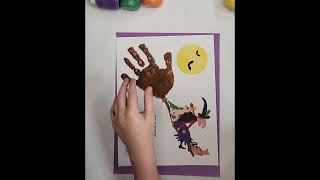 Room on the Broom Handprint craft for kids Halloween Handprint art classroom craft handprintart [upl. by Nanny220]