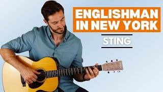 Englishman In New York Sting  Fingerstyle Guitar Lesson [upl. by Anawot]