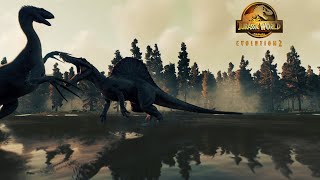 THERIZINOSAURUS VS NEW SPINOSAURUS  Jurassic World Evolution 2 [upl. by Yank]