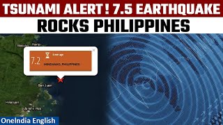 Philippines Rocked by 75 Magnitude Quake Triggers Tsunami Alert Oneindia News [upl. by Anilorak341]