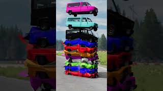 Mixed Colourful Cars crash beamngdrive shorts [upl. by Etterrag909]