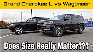 2022 Wagoneer VS Jeep Grand Cherokee L Size Comparison  Is There A Big Difference [upl. by Kirtley269]