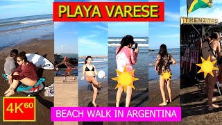 4K⁶⁰ 🚶  👉 BEACH WALK ☀️ Playa Varese 🏖️  Mar del Plata  ARGENTINA  Walking tour TRAVEL Vlog🌟 [upl. by Valer302]