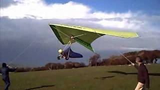 First Tethered Flights Hang Gliding [upl. by Alaunnoif]