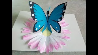 DIY PopUpKarte mit Schmetterling Muttertagsgeschenke basteln Schmetterlingskarte [upl. by Ajnin]