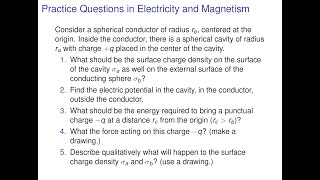 Spherical conductor with spherical cavity  charge Surface Density Potential Energy amp Force [upl. by Edson]