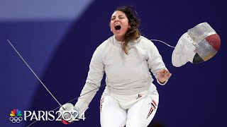 Relive Nada Hafezs Olympic fencing victory while seven months pregnant  Paris Olympics [upl. by Letti]