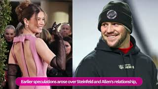 Hailee Steinfeld hints love for Josh Allen at Globes Bills win sparks relationship [upl. by Hara531]