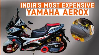 Indias Most Expensive Yamaha Aerox 155  Modification with Price [upl. by Ahsatam]