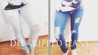 DIY  Ripped Jeans Tutorial [upl. by Enomrej]