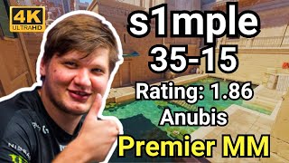 s1mple 3515 Rating186 Anubis  Premier Ranked  Aug 28 2024 cs2 pov [upl. by Lladnor]