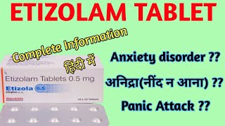 etizola 05 tablet । etizolam 05 tablet । uses। side effects। benefits in hindi । etizolam tablet । [upl. by Eiznekcam]