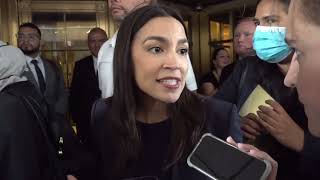 quotSend Them Backquot  AOC migrant press conference DISRUPTED outside NYC Roosevelt hotel [upl. by Kistner]