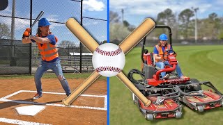 Handyman Hal gets Baseball Field Ready  Baseball for Kids  Lawn Mower for Kids [upl. by Nine]