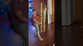 Eppelsheim Contrabass Saxophone first blow basssaxophone saxophone rickalanentertainment [upl. by Suixela550]