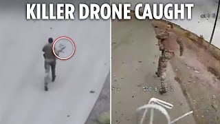 Incredible moment Russian soldier catches kamikaze drone that chased him down before fatal blast [upl. by Rimaj923]