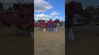 Steam Engine Working the Threshing Machine steamengines StumptownSteam [upl. by Hulburt]